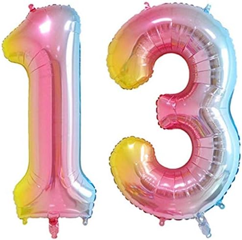 ZIYAN 40 Inch Giant 13th Rainbow Number Balloons,Birthday/Party balloons