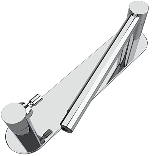 WZRUA Toilet Roll Holder Self Adhesive, Double Post Pivoting Stick On Toilet Paper Holder, Chrome Stainless Steel No Drilling Paper Holder for Bathroom