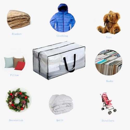Beauenty 5 Pack Extra Large Clear Moving Bags,Heavy Duty Storage Bags With Zipper For College Dorm Room Essentials,Alternative To Moving Boxes,Can Store Clothes,Shoes,Toys,And Decorations Etc