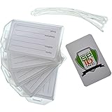 5 Pack of Premium Rigid Luggage Tag Holders with 6