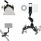 HEIPI C100 Super Clamp &amp; MA175 Magic Arm &amp; Phone Clip, Max Clamping 3.93" | Clamp &amp; stand design. Max clamping 3.93" / 10cm. Dual screw mounts: 1/4"-20 &amp; 3/8"-16. Compatible with phone