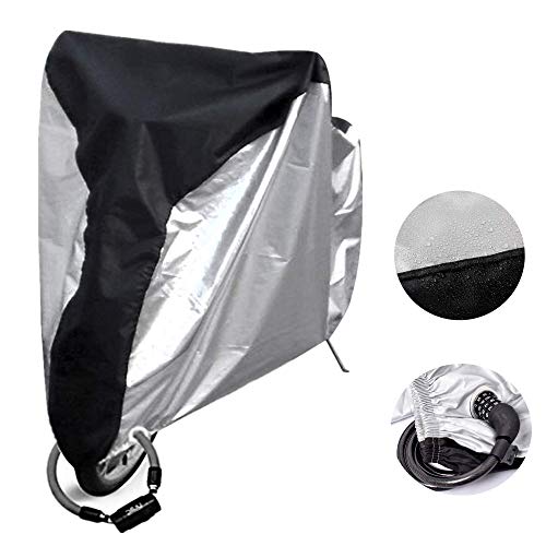 Mr.You Bike Cover 190T Heavy Duty - Bicycle Cover Waterproof Outdoor - Suits Mountain Road, Electric and Cruiser Bikes - Royal Blue & Silver
