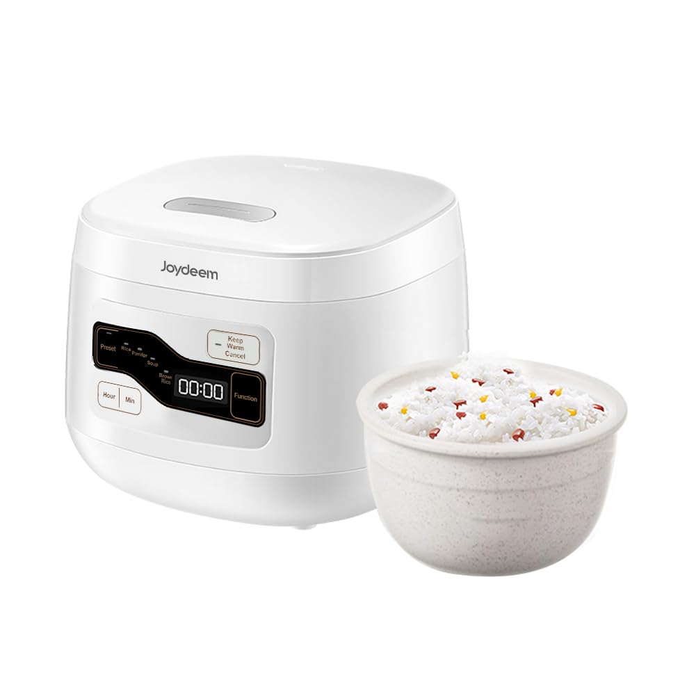 Photo 1 of Joydeem Ceramic Rice Cooker FD20S-W, 3 Cups Uncooked Rice Cookers with Pure Ceramic Inner Pot, 24h Dealy Start, 2L, White