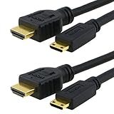 Fosmon (2 Packs - 6 Feet) Gold Plated High Speed Mini HDMI (Type C) to HDMI Cable - Supports Ethernet | 4K | 1080p | 3D | Audio Return