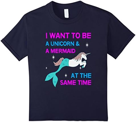 Kids FUNNY BE A UNICORN AND MERMAID T-SHIRT Halloween Costume 12 Navy