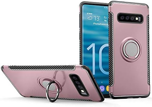 Hayder Galaxy S10 Case, Car Magnetic Stand Holder 360 Degree Adjustable Ring Kickstand Protection Cover (Rose Gold)