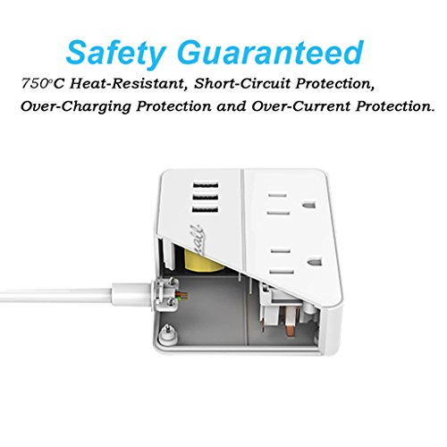 image for Beesmall Portable 2 Outlet Power Strip Heavy Duty Extension Cord Trave