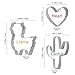 Llama Cactus Heart Shapes Cookie Cutters Set - 3 Pieces 4in Large Stainless Steel Fondant Molds Cutters for Making Muffins, Biscuits, Sandwiches, Etc.…