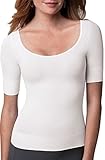 SPANX On Top and In Control Elbow Length Scoop Neck Top, XL, White