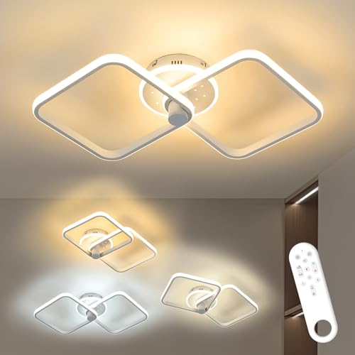 YUEEU 60CM LED Deckenleuchte Schlafzimmer, 42W DIY Dimmbar Deckenlampe Wohnzimmer Moderne Wohnzimmerlampe mit Fernbedienung 3000K-6000K Decken Lampe f