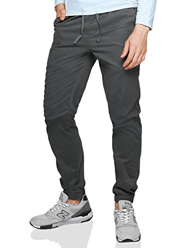 Match Men's Loose Fit Chino Washed Jogger Pant (30, 6566 Dark gray)