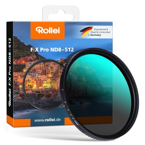Rollei Variable ND Filter, F:X Pro Variable Round Filter - ND8 to ND 512 Made of Gorilla® Glass with 3-9 Flaring Levels Blackout, Infinitely Adjustable ND Filter, Ideal for Landscape Photography