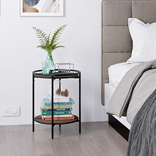 HOMECHO End Table Set of 2, Industrial Side Tables Nightstands Living