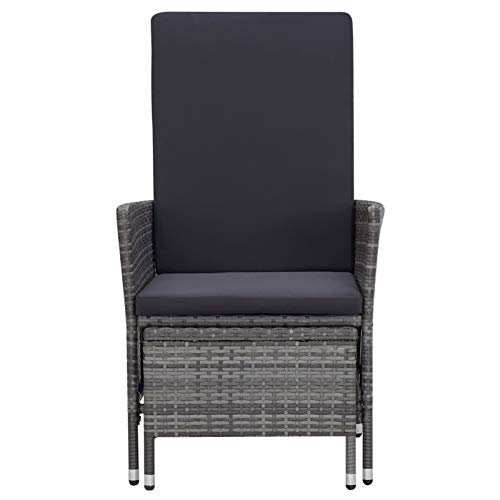 Festnight 3tlg Balkonmöbel Rattan 2 Personen Balkon Set Sitzgruppe Polyrattan Rattanset Bistroset Balkonset mit Tisch Gartenmöbel Gartengarnitur Terrasse Balkontisch Balkonstuhl Terassenmöbel Grau – Bild 5