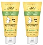 Babo Botanicals SPF 30 Clear Zinc Lotion - Fragrance Free, 3 Ounces, Best Natural Mineral Sunscreen, Non-Nano, Sensitive (2 Pack)