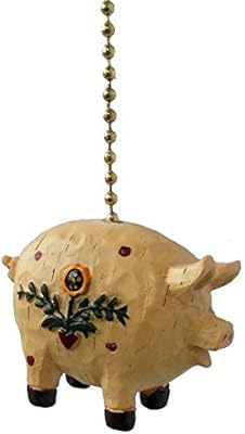 Clementine Primitive Country Pig Ceiling Fan Pull Light Chain