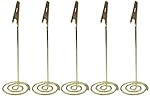 12 PACK 4.7 Inch High Carbon Steel Name Place Cards Stand Holder Table Number Holders Pictures Paper Note Clips Memo Photo Holder Card For Wedding Party Christmas Decorations (Gold-Crocodile)