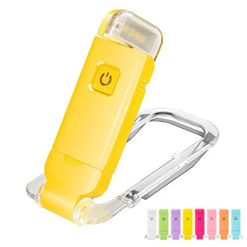 HONWELL Rechargeable Book Light, Clip On LED Reading Lights for Kids Reading in Bed, 3 Brightness Levels Dimmable Bookmark Light for Eye-Protection, Portable Reading Lamp for Bookworms, Travel(Yellow)