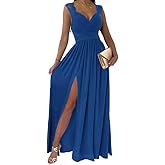 Dokotoo Womens 2026 Formal Dresses Wrap V-Neck Ruched Sexy Bridesmaid Wedding Guest Maxi Dresses