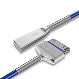 IMKEY 6.5 Feet Zinc-Alloy Spring 30-Pin to USB Sync and Charging Cable Compatible for iPhone4 / 4S, iPad 1/2 / 3, iPod, Blue