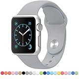 FanTEK Apple Watch Band Soft Silicone Sport Style Replacement iwatch Strap, 38mm Models, Medium/Large Size (Fog)