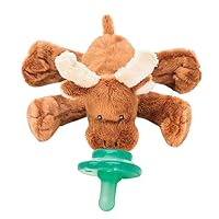 Nookums Paci-Plushies Moose Buddies- Pacifier Holder (Plush Toy Includes Detachable Pacifier, Use with Multiple Brand Name Pacifiers)