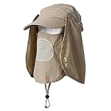 Bluecell UV 50+Protection Outdoor Multifunctional Flap Cap with Removable Sun Shield and Mask Perfect for Fishing Hiking Garden Work Outdoor Activities