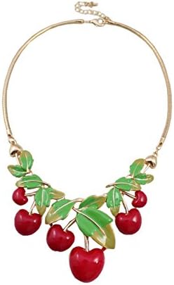 Necklack european style cherries bar flashing lights red-green short exaggeration necklack-A