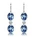Caperci Sterling Silver Oval Ocean Blue Sapphire Triple Drop Earrings for Women