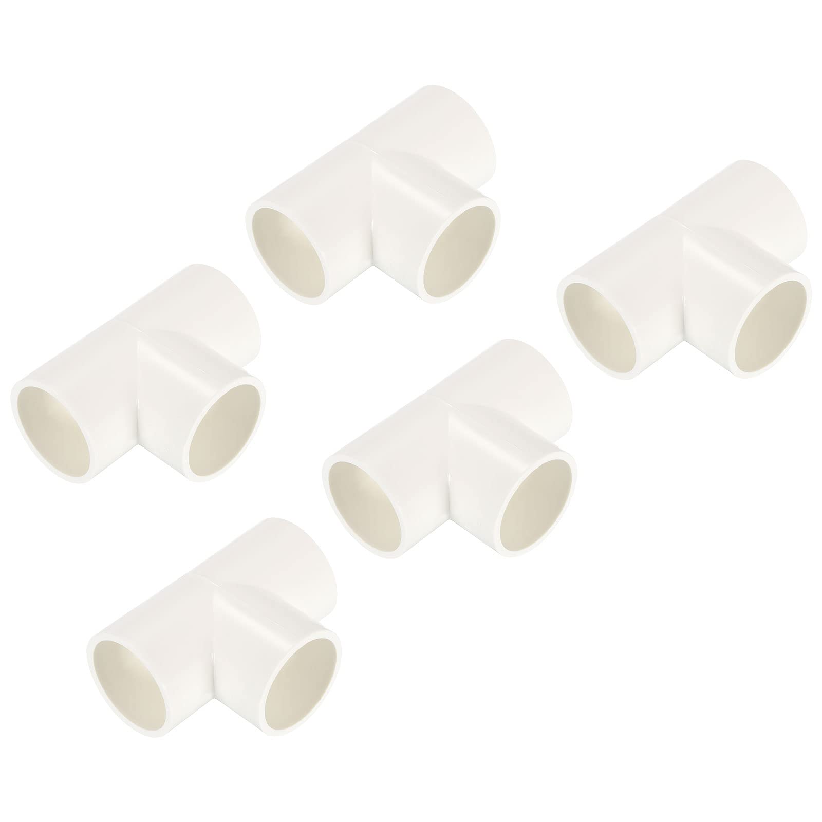 M METERXITY 5 Pack PVC Pipe Fittings - Water Tubing Joint Connectors Adapters, 3 Way Coupling Socket, Apply to Outdoor/Garden (32mm ID)