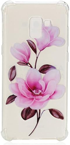 Galaxy A8 Plus 2018 Case Accessories Fashion Tpu Soft Back HD Clear Ultra Slim Fit Protection Shock-Absorption Bumper Cover Shell Anti-Scratch Compatible for Samsung A8Plus A8+ 2018 Smartphone Flower