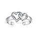 Adjustable Double Open Heart Midi Ring 925 Silver Toe Rings