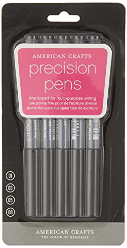 American Crafts Precision Pen 5-Pack, All Sizes, Black (599039189799)