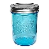 Ball Mason Jar-16 oz. Aqua Blue Glass Wide Mouth - Set of 8