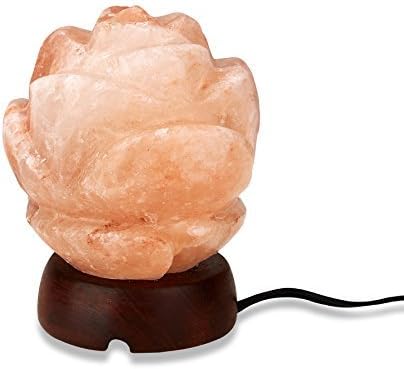 Himalayan Salt Lamp Rose Shape Rock Salt Lamps with Color Changing LED Light USB plug and Wood Base - Mini Air Purifier for Office Home