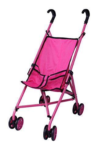 Precious Toys Hot Pink & Black Handles Doll Stroller with Swiveling Wheels