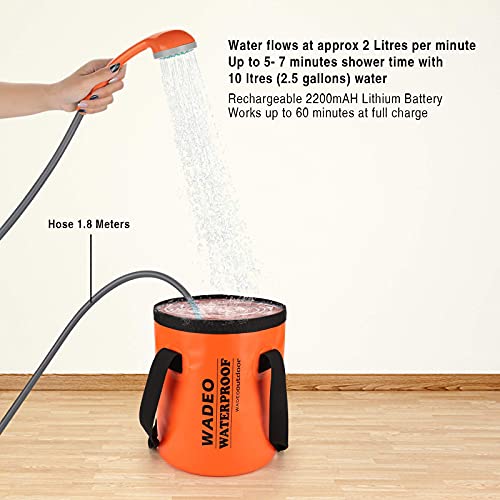 WADEO Portable Camping Shower Head, Protable Shower Pump for Camping