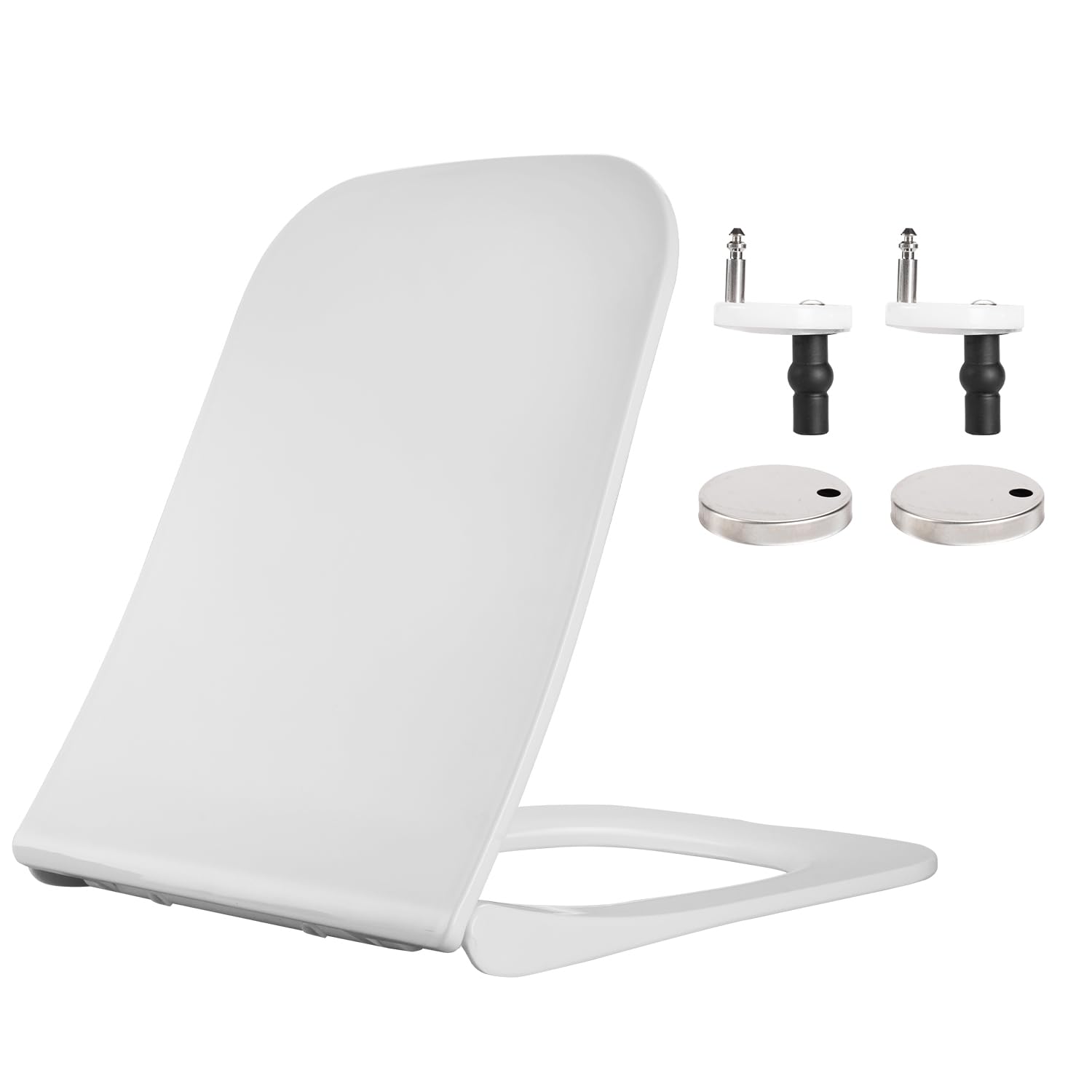 Hanra Square Toilet Seat, Soft Close and Quick Removal Feature for Easy Cleaning, Standard Toilet Seat White with Adjustable Top Fix Installation Hinges, 440L x 360W