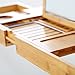 Mosa Natural Bamboo Bathtub Tray Bath Caddy Book Wine Glass Holder, 27.6