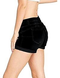 Cera Jean 2 botones PUSH UP pantalones cortos de plata con un acabado de níquel cepillado