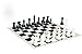 Quadruple Weight Tournament Chess Game Set - Chess Board Game with Staunton Ivory Chess Pieces, Black Vinyl Chess Board