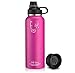 Swig Savvy Sports Water Bottle, Vacuum Insulated Stainless steel, Double Wall, Wide Mouth 2 Leakproof Lid, Travel Thermos - 40oz (Pink)