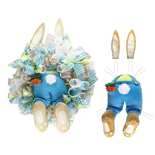 Easter Bunny Spring Wreath for Front Door, Easter Rabbit Butt Wreaths Kit Door Decorations,Outdoor Indoor Wall Hanging Welcome Sign, Wreath Attachment Craft Supplies Ideas (40CM)