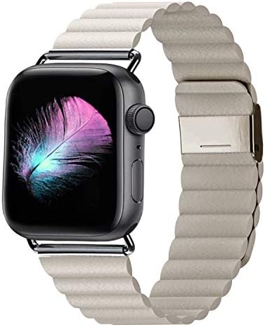 LKEITY Compatible for Apple Watch Band 44mm 42mm 40mm 38mm - Upgrade Adjustable Leather Strap with Strong Magnetic for iWatch Series 4/3/2/1