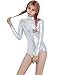 speerise Womens Shiny Metallic Long Sleeve Dance Gymnastics Leotard Bodysuit, Silver, M