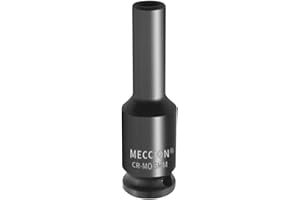 Meccion 3/8 Inch Drive Impact Socket 6mm Metric, 6 Point Cr-Mo Deep Socket, 63mm Length