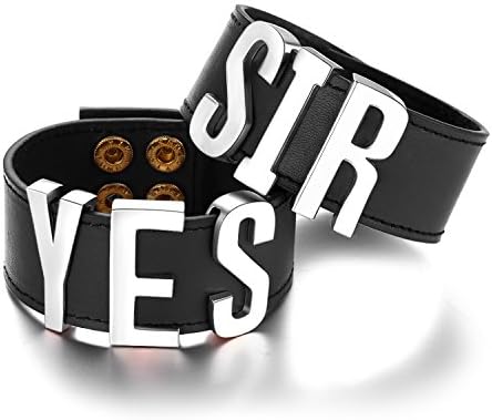 Eccosa "YES SIR" Cosplay Leather Bracelet (Black&amp;Silver)