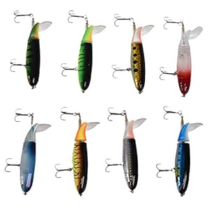 Yaootely 8 Pièces Séries10cm 13g Popper Flottant Leurre De Pêche Artificiel Appat Dur Queue Tournante De Wobbler…