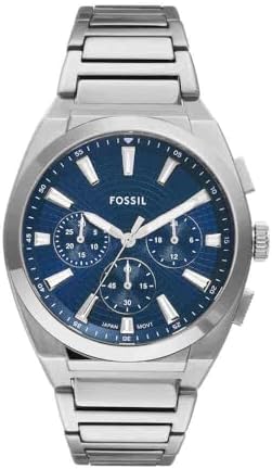 Reloj Everett para Hombre, Movimiento Cronógrafo Cuarzo con Correa de Piel o Acero, Gris y Azul