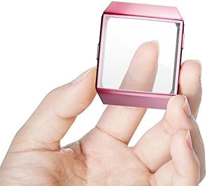 Fitbit Ionic Screen Protector Case, JZK Scratch-Resistant Flexible Lightweight Plated TPU Fullbody Protective Case for Fitbit Ionic Smart Watch,Rose Gold